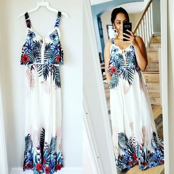 1 Left-  Floral Maxi Dress - Picture 2 of 7